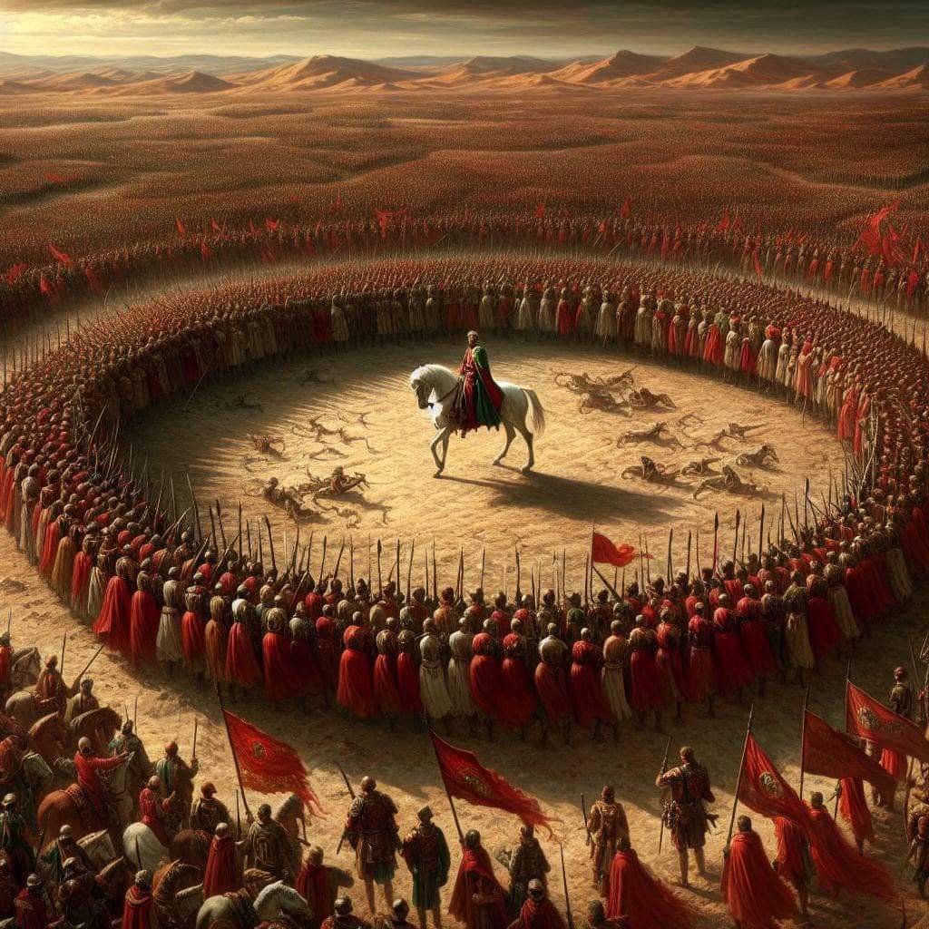 🔴هكذا وقف سيد الشهداء عليه السلام ظهيرة يوم عاشوراء وحيدا فريدا لاناصر له ولا معين

رحم الله من نادى #لبيك_ياحسين💔