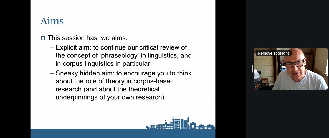 CCR_UoB's tweet photo. Dr Nicholas Groom is critically examining the theoretical aspects of phraseology. #ccrss24 https://t.co/kwAeZDqQ2K