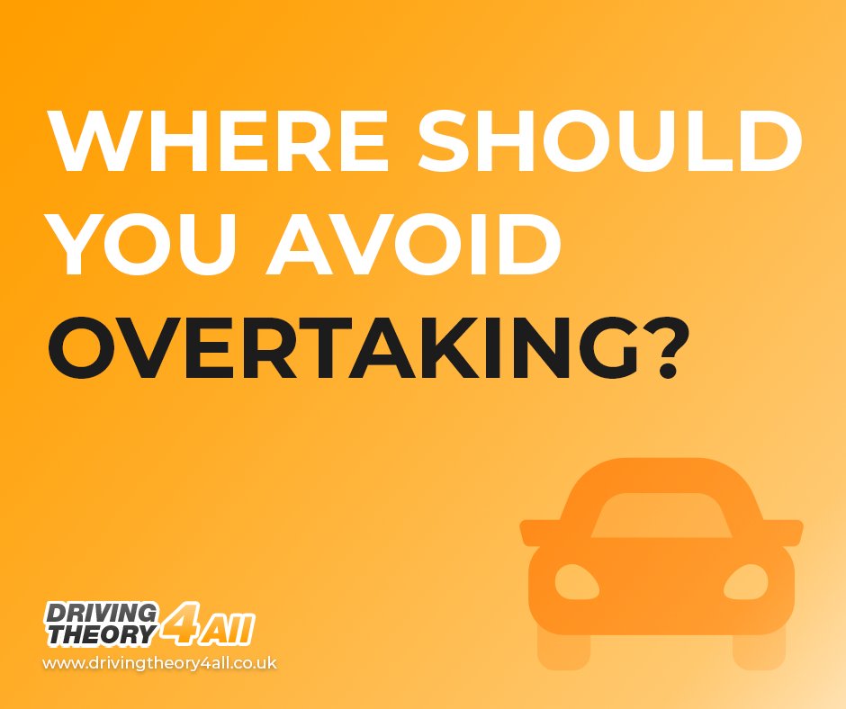 DT4A's tweet image. Where should you avoid overtaking?

Test your knowledge now by answering this DVSA practice theory test question 👇

drivingtheory4all.co.uk/amp/car/practi…

#theorytest #theorytestquestion #practicetheorytest #drivingtheorytest