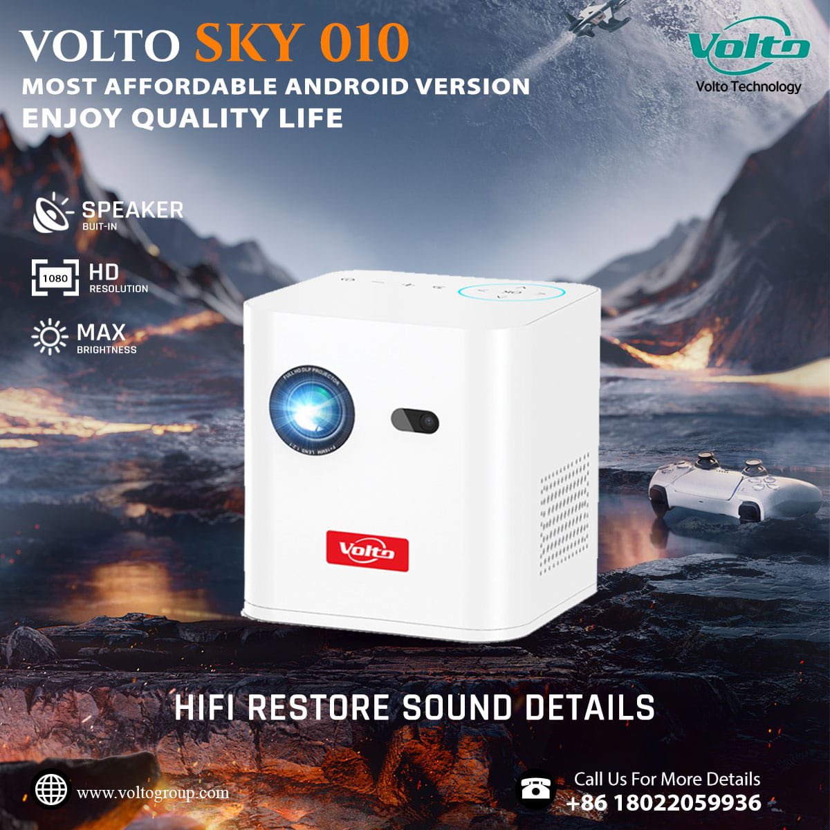 VoltoProjector's tweet image. Elevate your entertainment experience with the Sky 010, a state-of-the-art portable projector that brings the magic of the big screen right into your home.

#Sky010 #SmartProjector #PortableProjector #HomeTheater #DLPProjector #AndroidProjector #HighResolution #BuiltInSpeaker