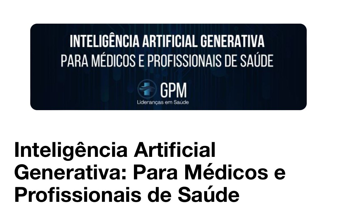 ✨AULA AO VIVO✨ Inteligência Artificial Generativa para Médicos e Profissionais de Saúde (18/07,20:00)

✨*Funcionamento da IA Generativa*
✨*Limitações e capacidades*
✨*Aplicações práticas na medicina*
✨*Demonstrações e aplicações práticas*

PARTICIPE: bit.ly/gpm_ai_1807