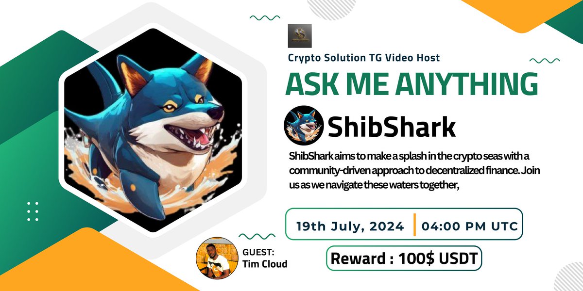 CryptoSolutionG's tweet photo. 🔊 #TGVIDEOAMA Crypto Solution Glad To Announce AMA with ShibShark   

⏰ Date & Time: 19/07/24 AT 04:00 PM UTC

💰Rewards Pool: $100 USD 

🎙 𝗦𝗲𝘁 𝗿𝗲𝗺𝗶𝗻𝗱𝗲𝗿 :
https://t.co/Wk3XBHigRm  

💬 Guest : Tim

🏠Venue: https://t.co/s1H3T8O76H 

〽️Rules: 

1⃣ Follow : @CryptoSolutionG & @ShibSharks

2⃣ Like & Retweete 

3⃣ Comment Questions & Tag 3 Friend