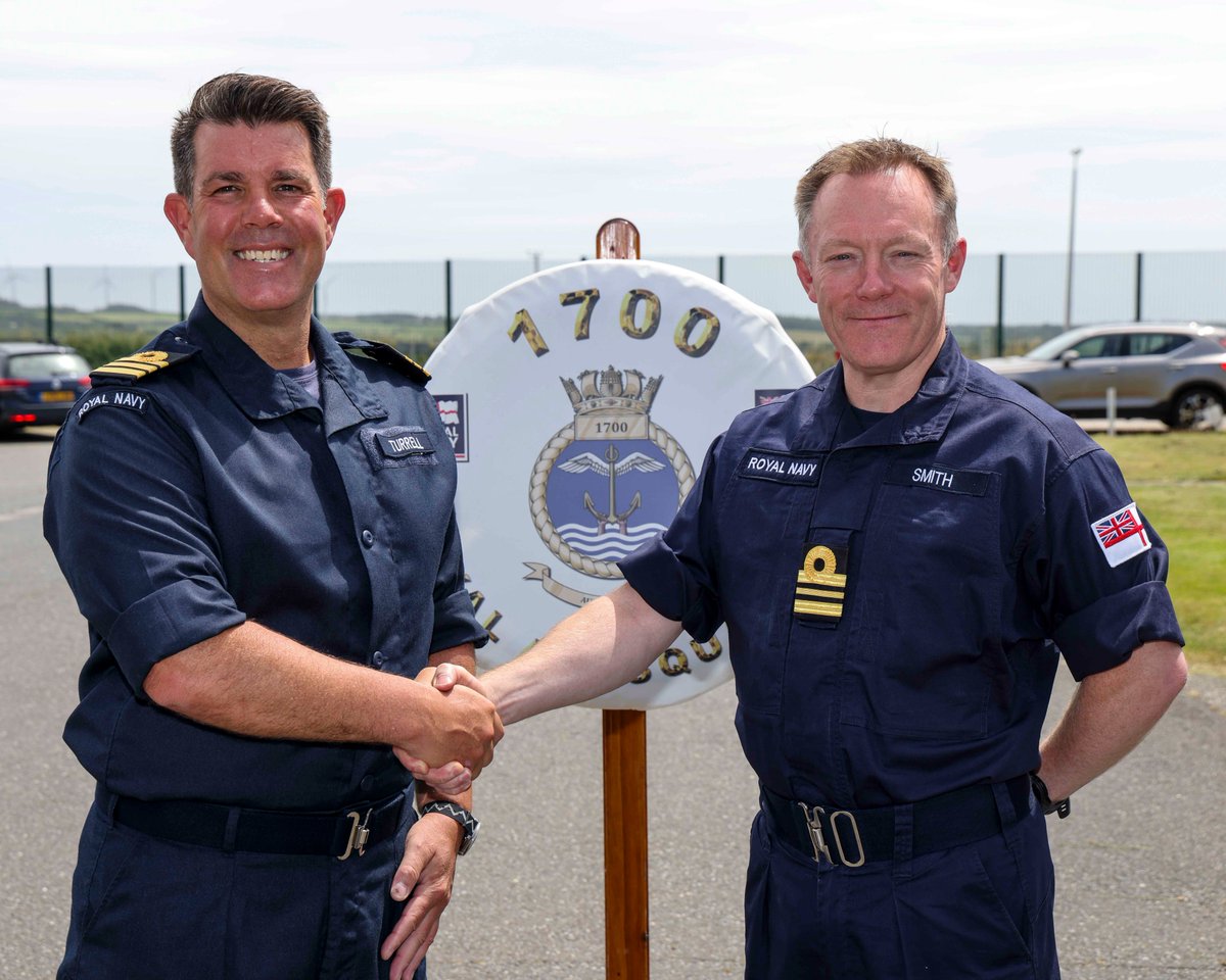 It's all change at 1700 Naval Air Squadron -pictured left is Lt Cdr Richard Turrell handing over command to Lt Cdr Barry Smith. <a href="/1700NAS/">1700 Naval Air Squadron</a> deploys teams of sailors to <a href="/RoyalNavy/">Royal Navy</a> warships and RFA support ships around the world to allow flying operations #1700NAS