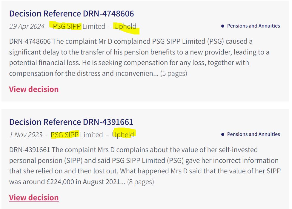 As my formal complaint against  #CEO Duncan at @psgsipp  goes to the #financial #ombudsman for PSG's mishandling of my #SIPP #QROPS pension transfer, I discover from the ombudsman's website that I'm not the first person to have lost money #SMSF #avoid