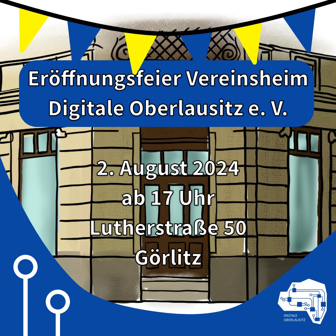 Wir haben tolle Neuigkeiten und einen Grund zum Feiern: Wir haben nun ein Vereinsheim und laden euch ein, mit uns gemeinsam zu feiern! 🥳Wir sehen uns am 2. August 2024 ab 17 Uhr auf der Lutherstraße 50 in Görlitz! Alle Infos zum Nachlesen: digitale-oberlausitz.eu/events/2024/er…