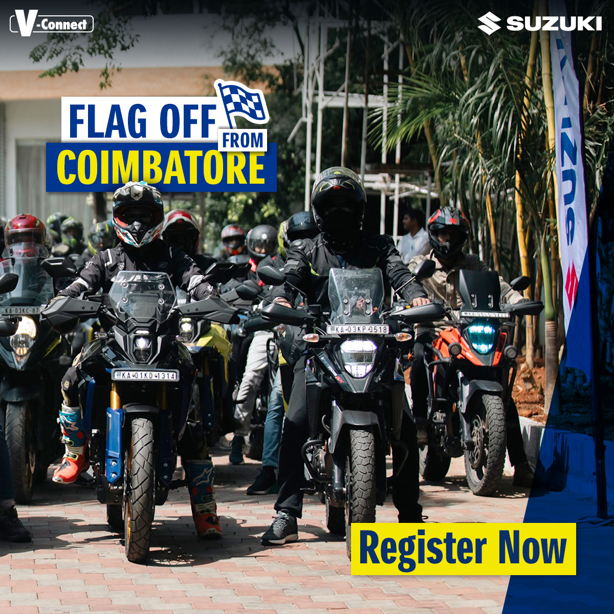 suzuki2wheelers's tweet photo. Get ready for the ultimate adventure with Suzuki V-Strom Engage Rideout!
Flagging off an exciting ride from Coimbatore and Kochi to Munnar on July 20-21. 
Register now for just ₹1999 and secure your spot on this unforgettable journey!​

#SuzukiIndia #VConnect #VstromEngage https://t.co/bOfAvq7DPD