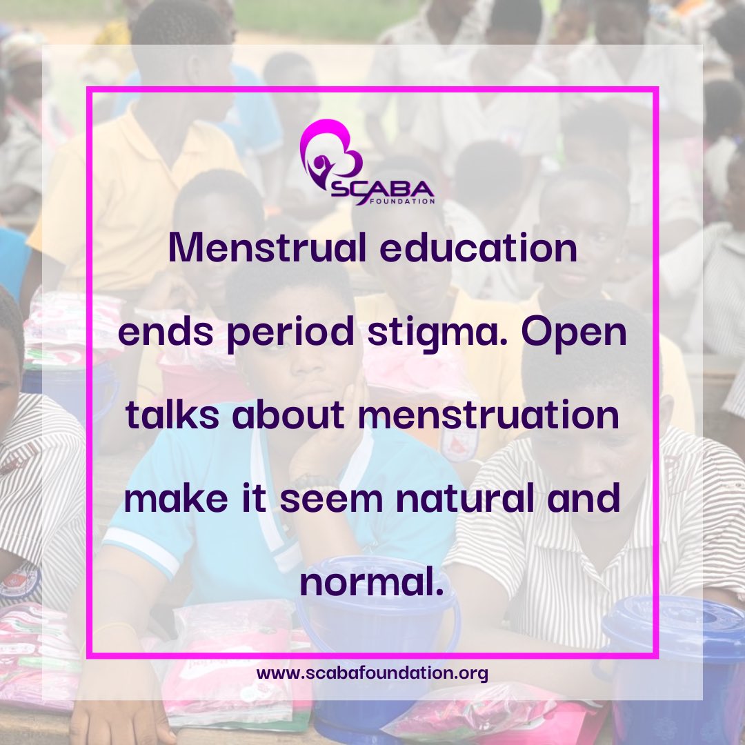 ScabaFoundation's tweet photo. It’s time to normalize period conversations.
#endperiodpoverty
#endperiodstigma
#menstruationmatters
#scabafoundation
#makeherfeelspecial https://t.co/ZhSjeoX5Bg