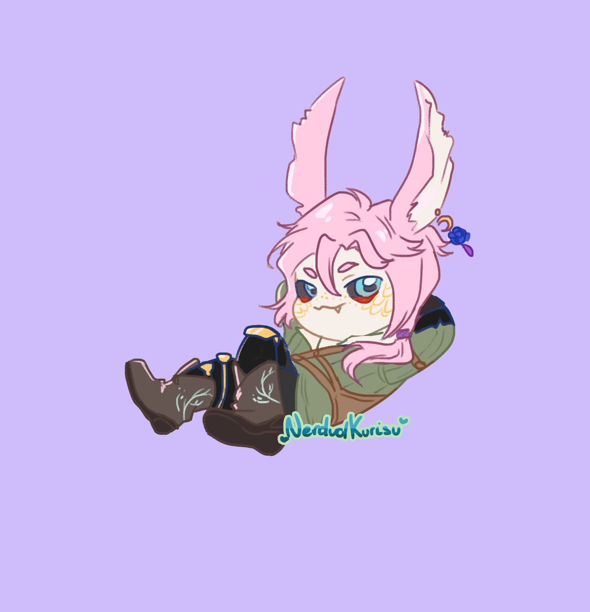 NerdvolKurisu's tweet photo. Smug little bunny🐇
.
Revenge on @CryptidCorvids !! Loved Caleb's smug expression and sense of fashion!
.
#artfight https://t.co/vm3Q9cwXkz