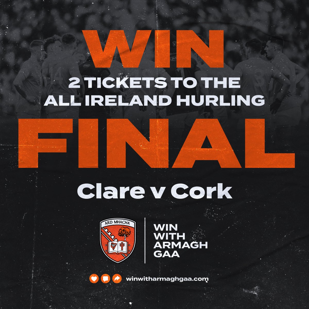 Win With Armagh GAA (@winarmaghgaa) on Twitter photo 🔥FLASH BONUS PRIZE🔥
All Win With Armagh GAA ticket holders are in with a chance to 𝐖𝐈𝐍 2 tickets for Clare v Cork's All Ireland Hurling Final Clash this weekend!!
Simply buy a ticket for the draw before 5pm on Friday, July 19th, and you’ll be in with a guaranteed chance of 🔥FLASH BONUS PRIZE🔥
All Win With Armagh GAA ticket holders are in with a chance to 𝐖𝐈𝐍 2 tickets for Clare v Cork's All Ireland Hurling Final Clash this weekend!!
Simply buy a ticket for the draw before 5pm on Friday, July 19th, and you’ll be in with a guaranteed chance of