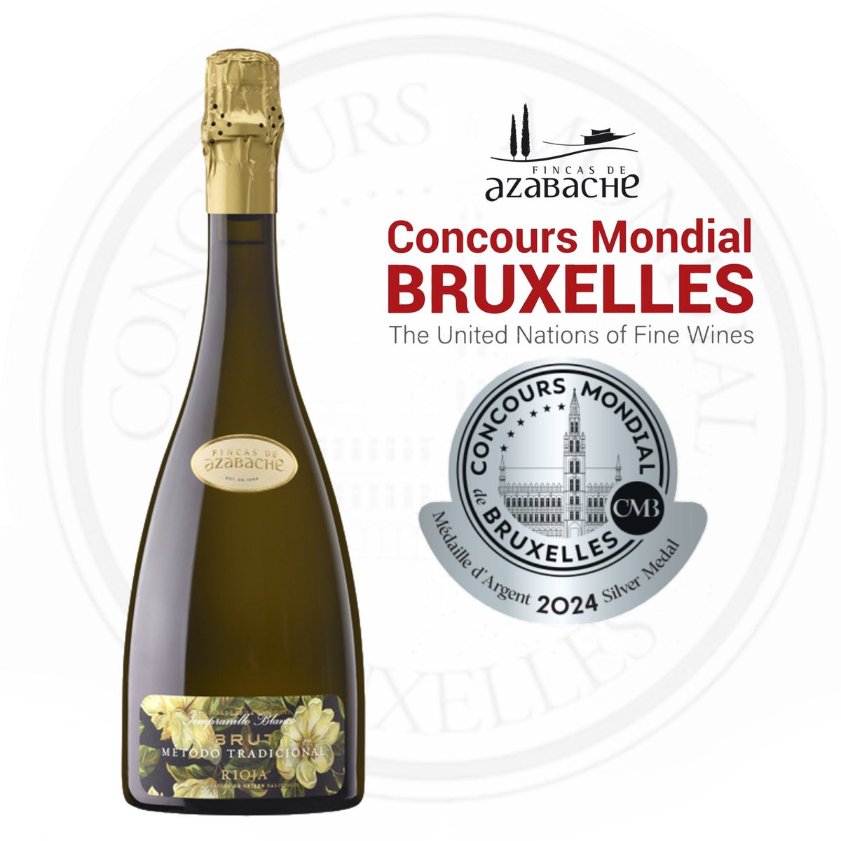 FincasdAzabache's tweet photo. Nuestro#espumosodecalidadrioja añada 2019 , ha sido galardonado con la medalla de plata en el exclusivo @concoursmondial , en la sesión abierta en julio para #vinosespumosos que destacó la diversidad en términos de origen, expresión y tipicidad. Gracias 
por el reconocimiento! 🥂 https://t.co/gZZwKeFy8K