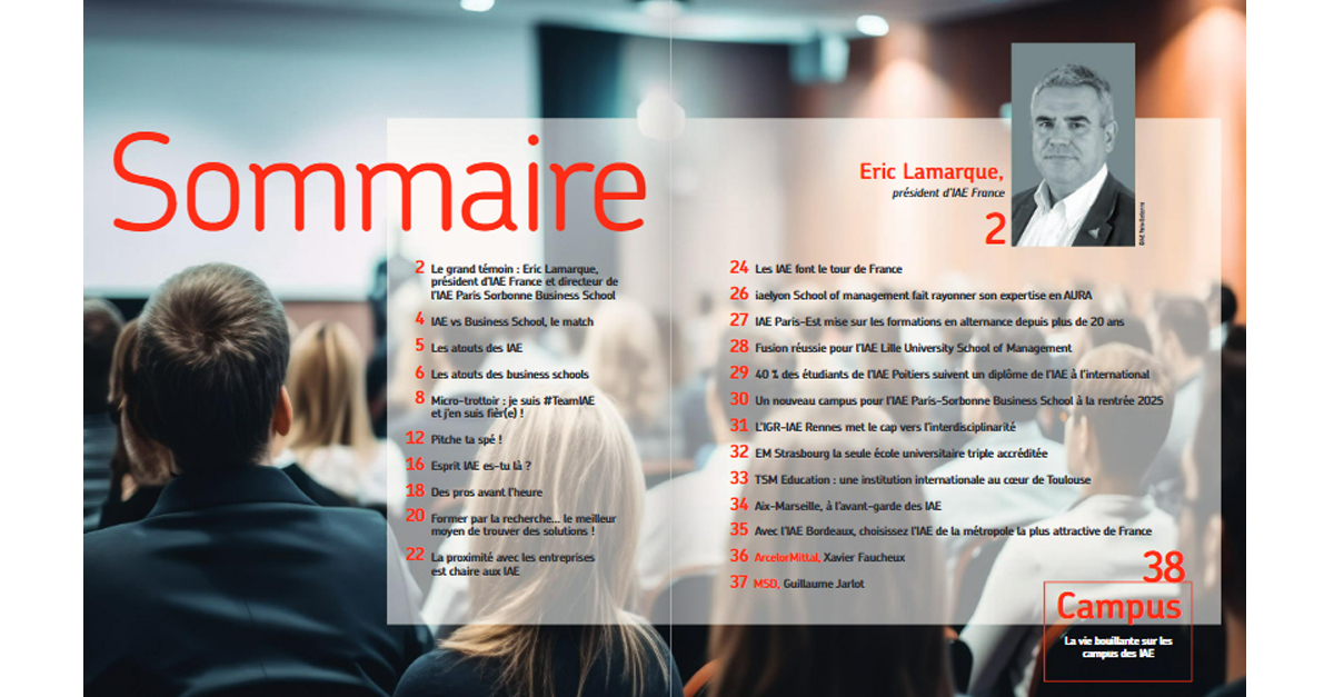 IAEFRANCE's tweet image. [#PRESSE 📰]

Découvrez le numéro spécial #IAE du Monde des Grandes Ecoles et Universités, publié en mai dernier : "𝐈𝐀𝐄, 𝐥𝐚 𝐟𝐨𝐫𝐜𝐞 𝐝'𝐮𝐧 𝐦𝐨𝐝𝐞̀𝐥𝐞, 𝐥𝐚 𝐩𝐮𝐢𝐬𝐬𝐚𝐧𝐜𝐞 𝐝'𝐮𝐧 𝐫𝐞́𝐬𝐞𝐚𝐮" ➡ swll.to/ZTf4FyE

🙏 @mondedesgeu