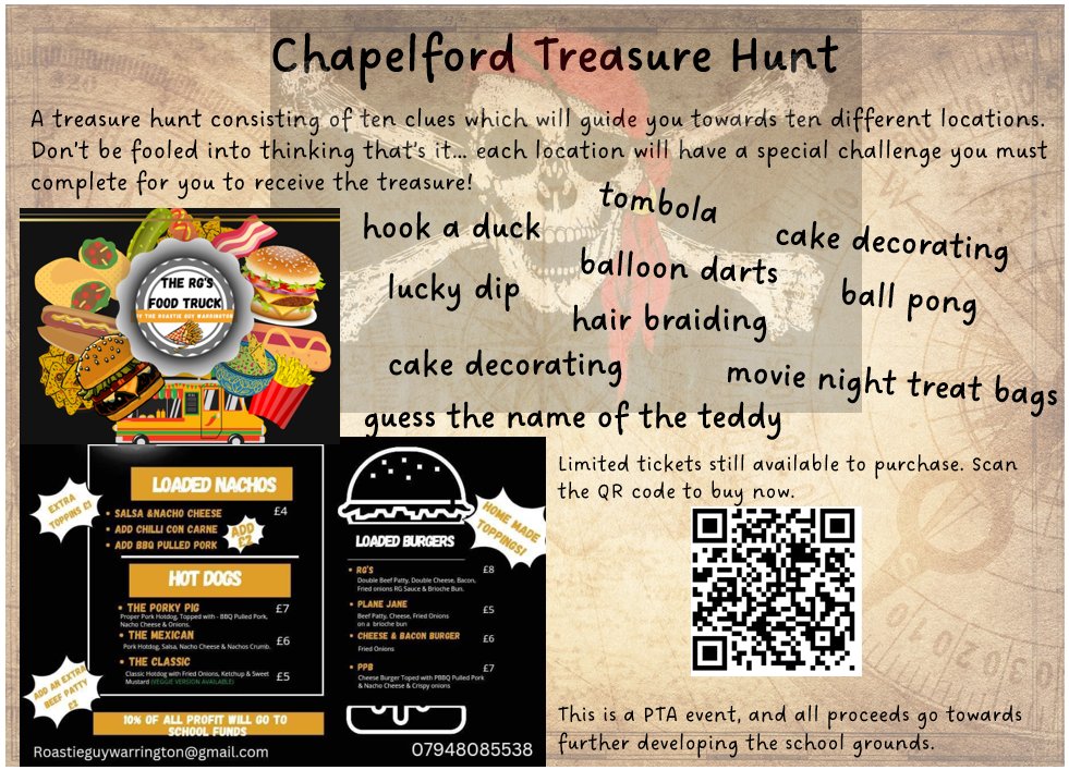 Today's the day of our PTA event! We are really looking forward to welcoming our families and raising money which will go straight into our PTA fund for developing the school grounds #ptaevent #ChaPTA #treasurehunt #schoolcommunity