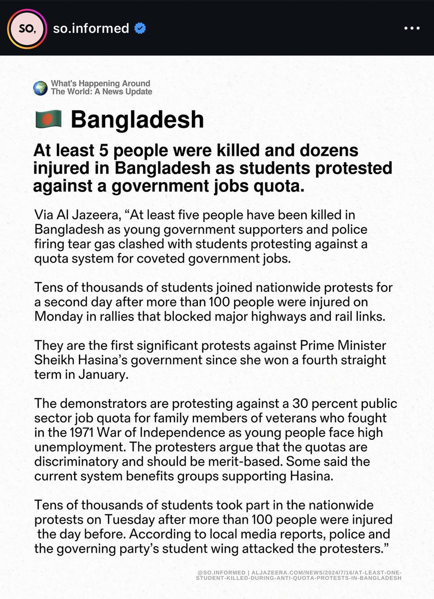 What’s happening in Bangladesh at the moment—

#QuotaMovement 
#AlleyesonBangladesh