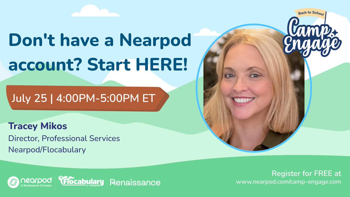 ๐ Tracey Mikos ๐ (@traceymikos) on Twitter photo New to #Nearpod? Join me next week and Iโll help you set up your account and get ready to take part in Camp Engage!  This yearโs schedule is top notch! You donโt want to miss out.
Spread the word.
#edtech #education New to #Nearpod? Join me next week and Iโll help you set up your account and get ready to take part in Camp Engage!  This yearโs schedule is top notch! You donโt want to miss out.
Spread the word.
#edtech #education