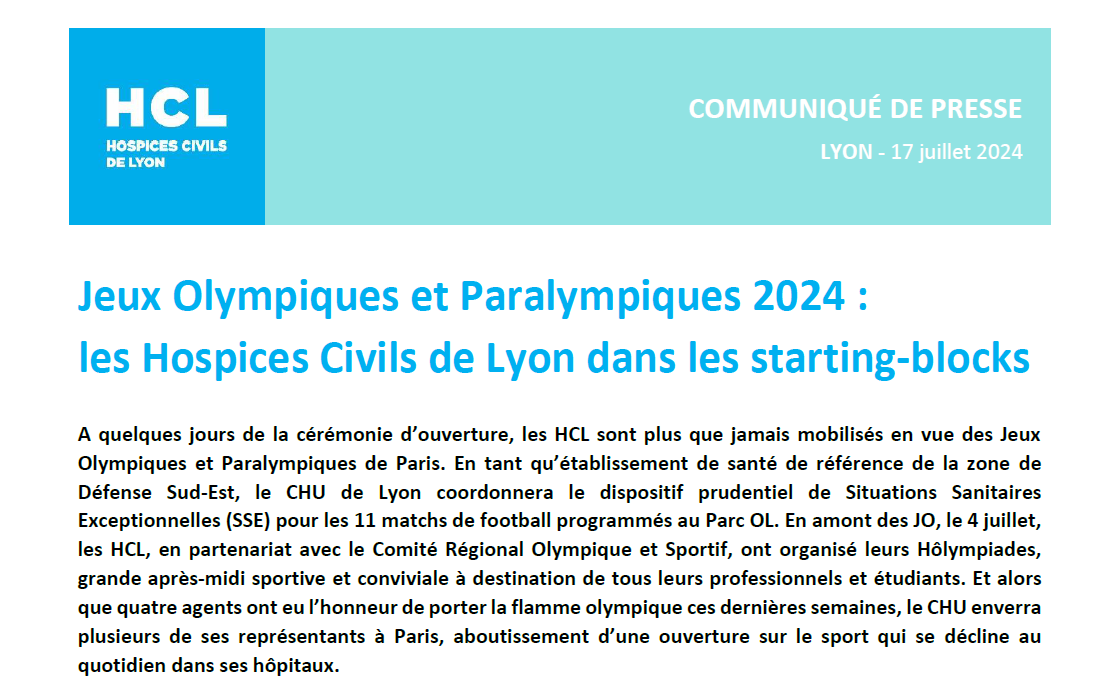CHUdeLyon's tweet photo. - L'unité Situations Sanitaires Exceptionnelles (SSE) du #SAMU69 mobilisée pour 11 matchs de foot des #JO2024 au @groupamastadium
- 2 médecins du sport au chevet des athlètes olympiques
- 4 pros des HCL porteurs de la flamme...
https://t.co/9GLgK2TB3V https://t.co/0LFC2yDC8W