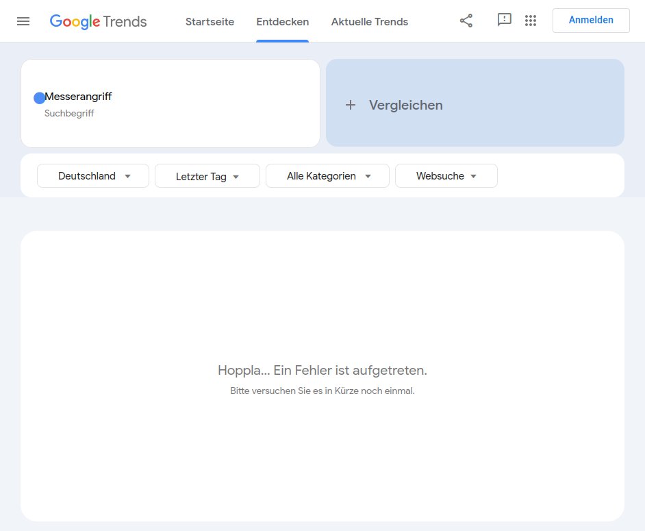 magicvice12's tweet image. #Messerangriff

#GoogleTrend kann es nicht auswerten!