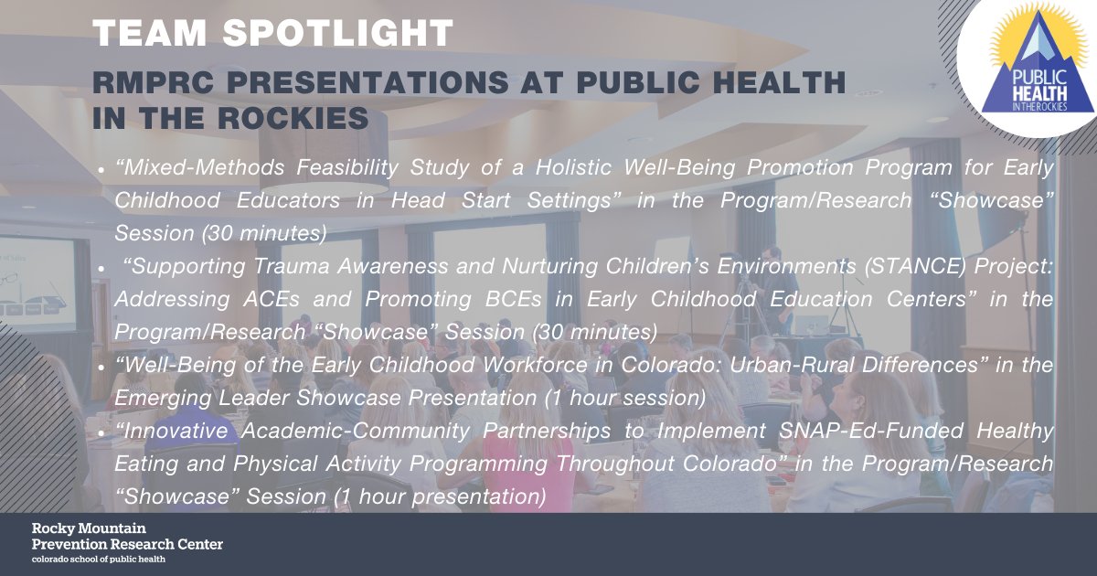 🥳Team Spotlight 🥳The #RMPRC team has mutliple presentations at the upcoming public health in the Rockies. check out the presentation below. #publichealth #CUanschutz