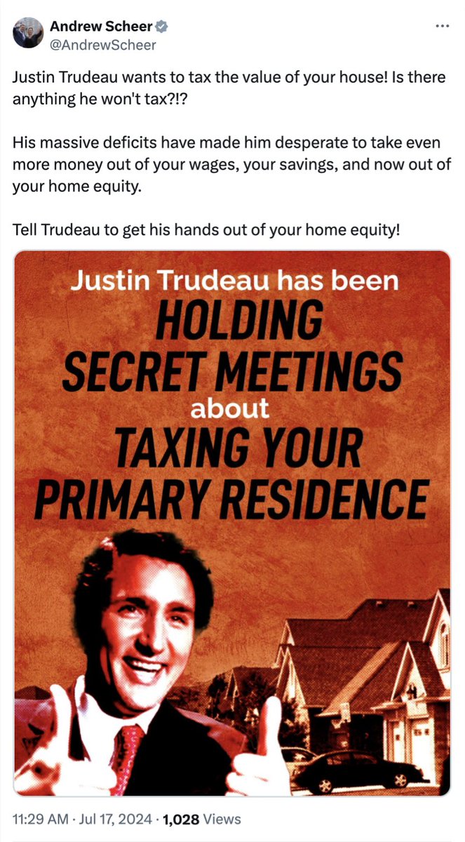 journo_dale's tweet photo. The Conservatives have been trotting out this fiction since before Scheer’s time as leader, but he keeps repeating it. It hasn’t happened in nine years, it won’t ever happen (because it’s political suicide), but Scheer is going to keep repeating it because he wants clicks. https://t.co/pwTNXG7AEW