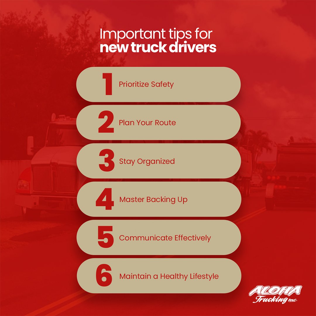 alohatrucking's tweet image. 🚚🌟 New to truck driving? Here are 6 important tips to help you navigate the road safely.

Drive safely!

.

.

.

#truckdrivingtips #newdrivertips #alohatrucking #hawaiidrivingcareers #808jobs #hawaiilife #aloha