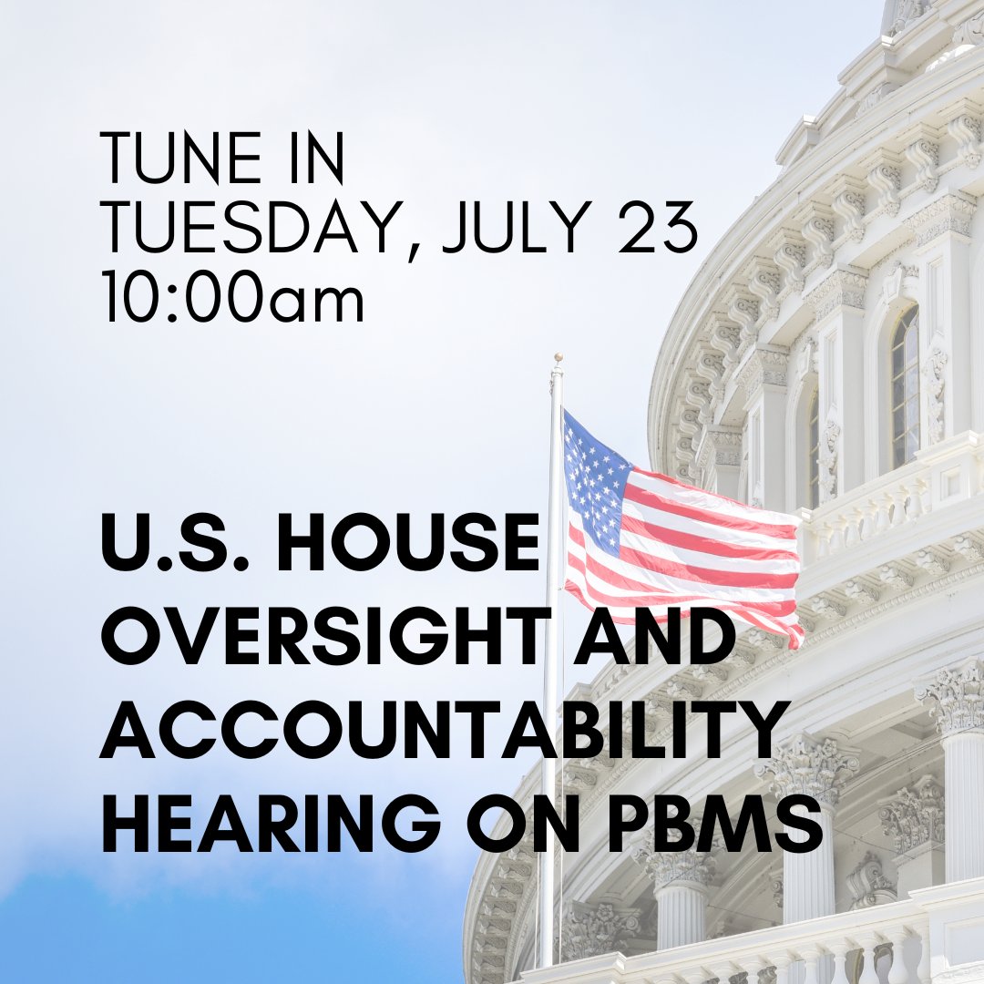 Next week the House Oversight &amp; Accountability Committee holds its third hearing in its ongoing investigation into pharmacy benefit managers. CEOS from the big three PBMs will testify. Watch the hearing on their website. 

ow.ly/YwI150SEr1W