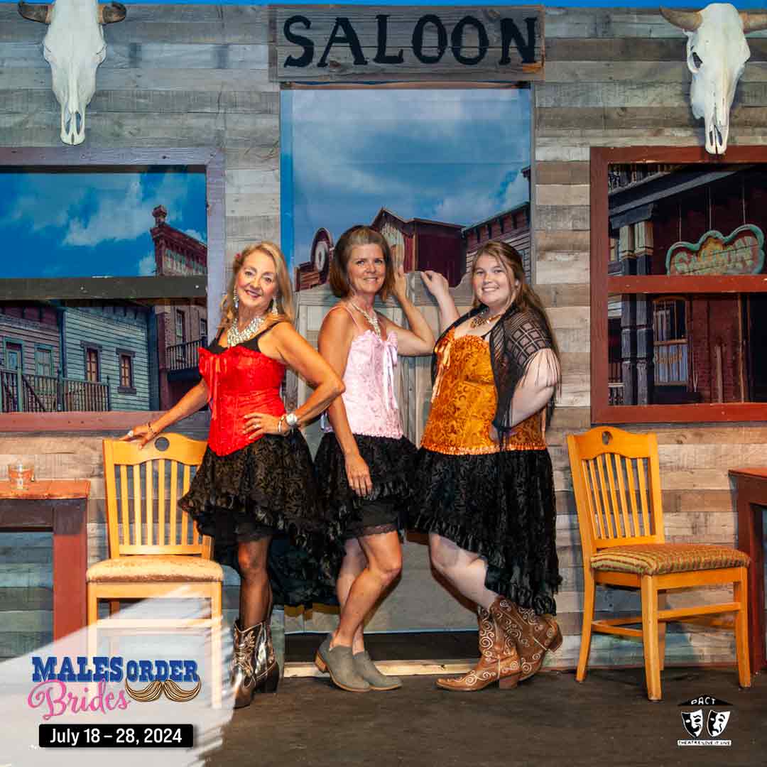 PACTheatre's tweet photo. MALES ORDER BRIDES opens tomorrow! Tickets: https://t.co/8mhXR3V2yg. You don't want to miss this hilarious melodrama. July 18 - 28, 2024. Thursdays, Fridays and Saturdays at 7:30 p.m. and Sundays at 2:30 p.m. Evening show added at 7:30 p.m. on Sunday, July 21. https://t.co/8mDiG1DaXj