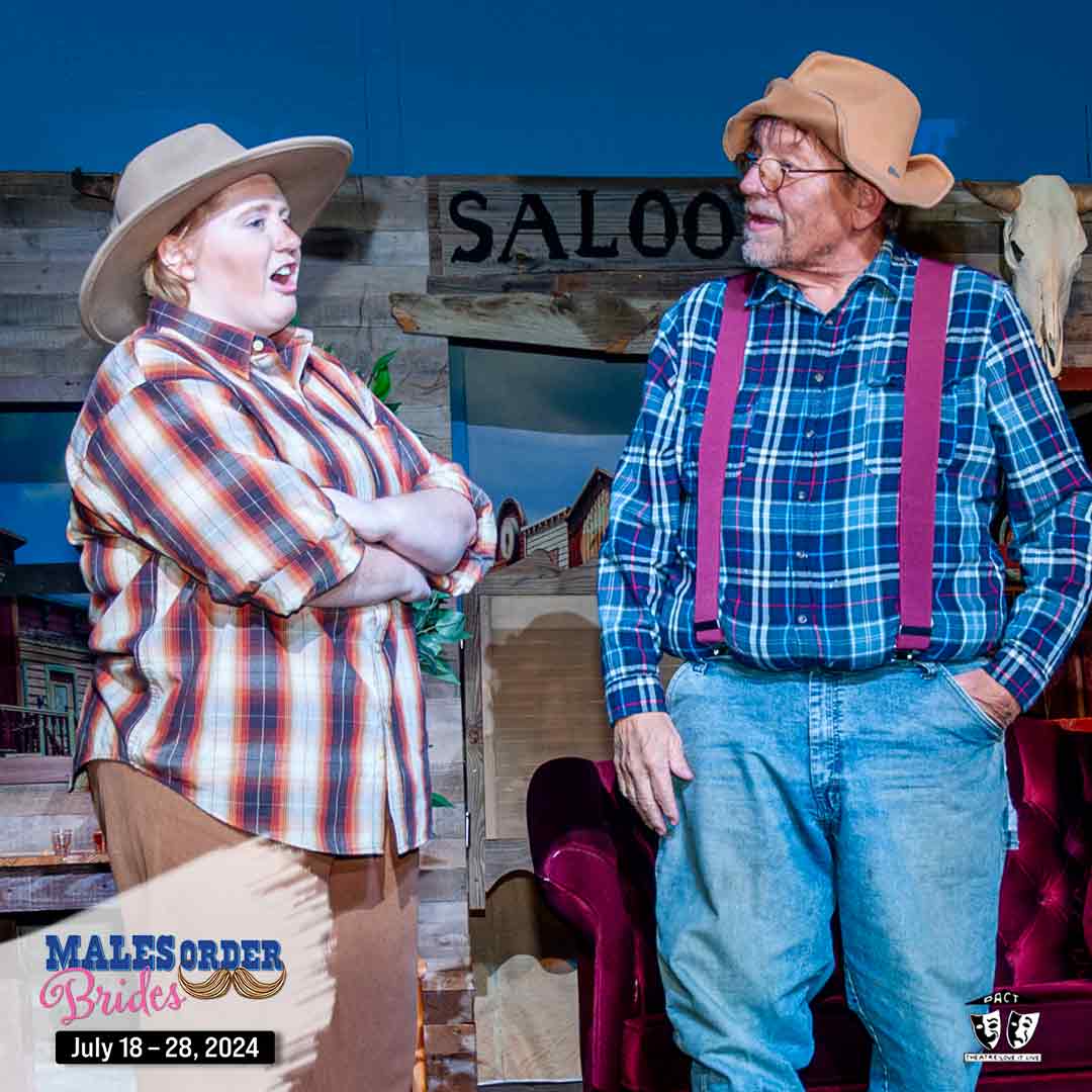 PACTheatre's tweet photo. MALES ORDER BRIDES opens tomorrow! Tickets: https://t.co/8mhXR3V2yg. You don't want to miss this hilarious melodrama. July 18 - 28, 2024. Thursdays, Fridays and Saturdays at 7:30 p.m. and Sundays at 2:30 p.m. Evening show added at 7:30 p.m. on Sunday, July 21. https://t.co/8mDiG1DaXj