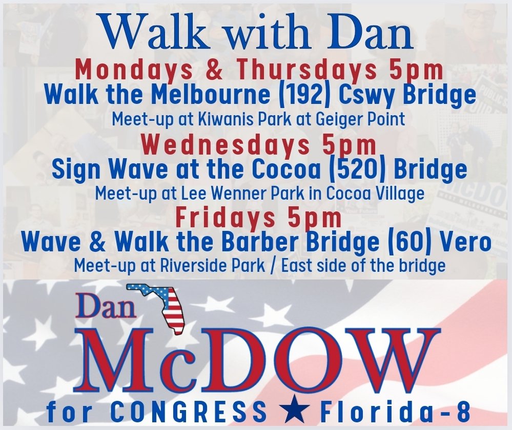 GroovyChic1960s's tweet photo. Wednesdays & Thursdays Join
#TeamMcDow in Cocoa Village
at Lee Wenner Park & show your
support for #ReproductiveRights
along the 520 Bridge!
**Weather Permitting!⛈️
#WalkWithDan ❤💙
#DemVoice1 #wtpGOTV24 https://t.co/VtVtBVXWF6