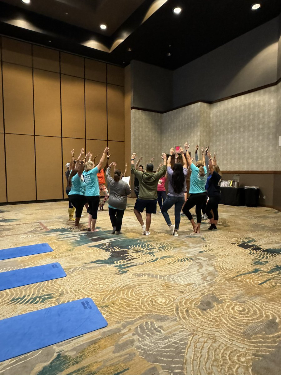 CoachM_ReaganK8's tweet photo. An amazing day of Mindful Movement &amp; SEL (yoga) w/ HISD Lead Teacher Cadre 🧘🏾‍♀️🧘🏼‍♂️
#TAHPERD40thAnnualSUMMERConference https://t.co/qTOZeys8ct