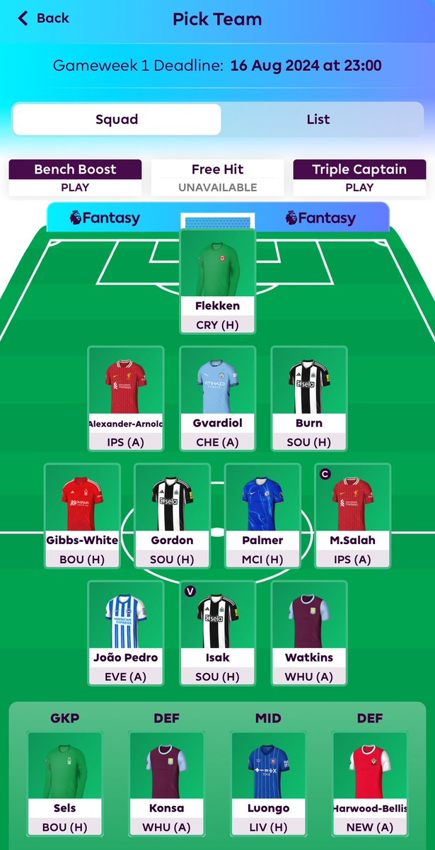 FPLAlz's tweet photo. Draft 1

Now rest and will be back in August 

#FPL 
#FPLcommunity https://t.co/UpWwDU8WIx