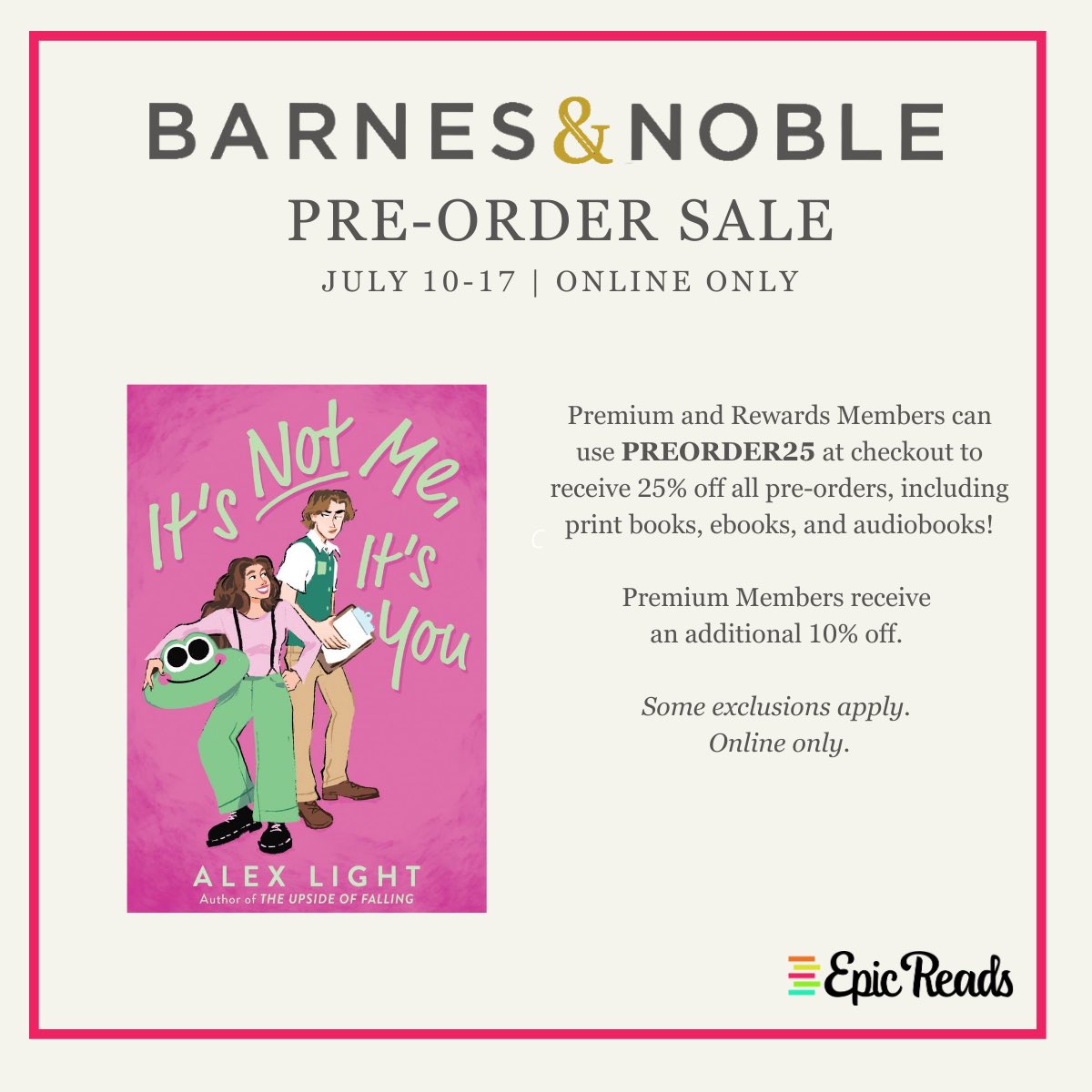 pssssst! get 25% off if you preorder a copy of  IT’S NOT ME, IT’S YOU from barnes and noble!! 🛍️🩷🤭 <a href="/BNBuzz/">Barnes & Noble</a>