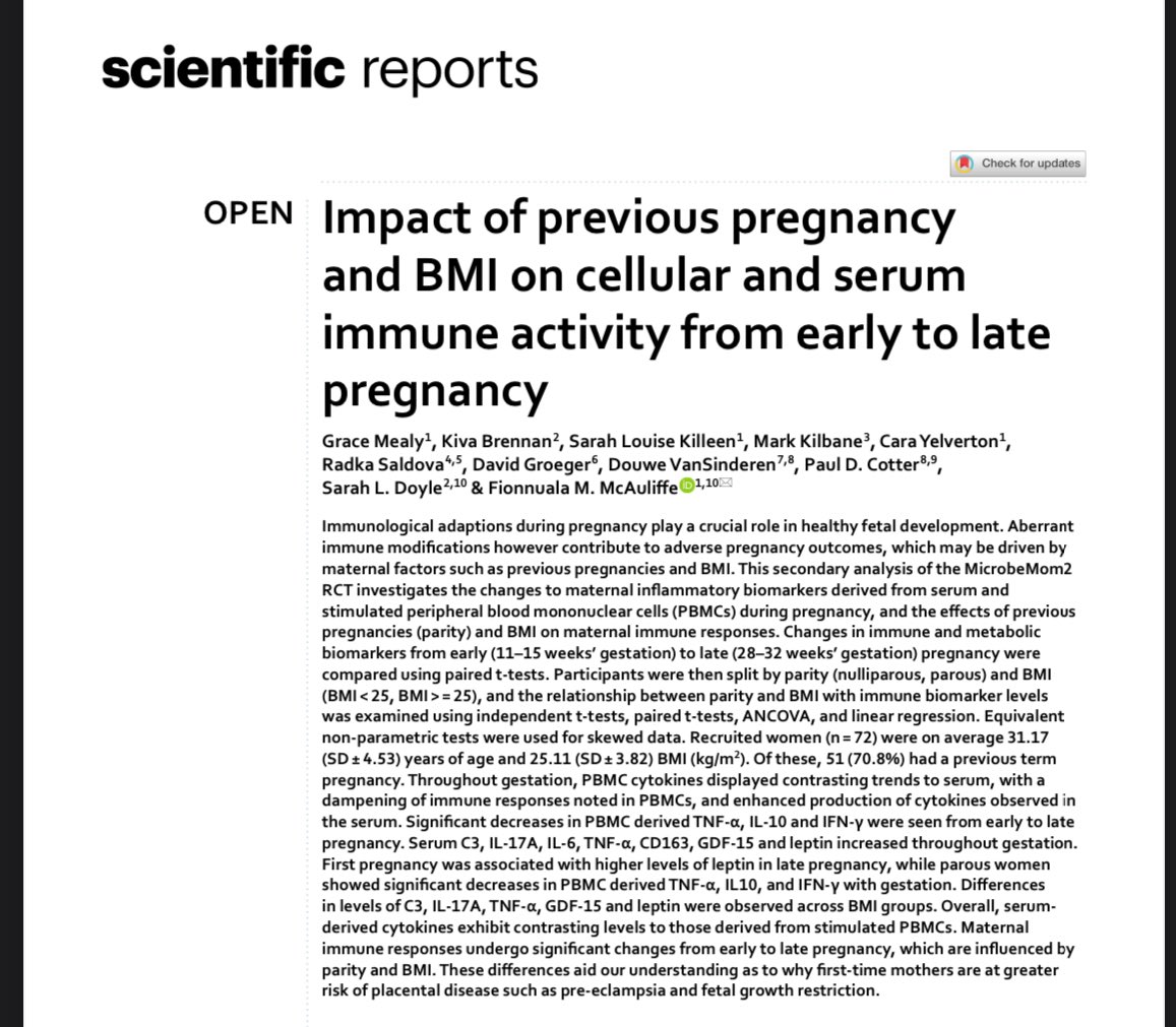 pauldcotter's tweet photo. The other recent #MicrobeMom output “Impact of previous pregnancy and BMI on cellular and serum immune activity from early to late pregnancy” led by @GraceMealy & @ProfFMcAuliffe @UCDPerinatal https://t.co/HVrfycbbtx @Pharmabiotic @teagasc https://t.co/ItIItqUFqP