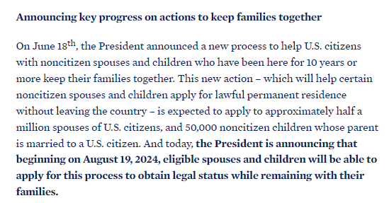 ReichlinMelnick's tweet photo. New! The Biden administration announced earlier this morning that Parole in Place program announced last month will open for applications on AUGUST 19.

Info here: https://t.co/pIYBi9DzdF https://t.co/IYlXvw16iq