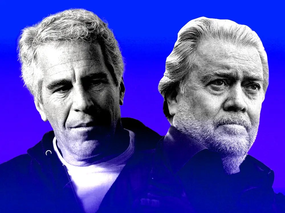 RpsAgainstTrump's tweet photo. Steve Bannon filmed Jeffrey Epstein for 15 hours. His 'documentary' has never surfaced. 

Mark Epstein, Jeffrey Epstein's brother, said Bannon was trying to help his brother "rehabilitate his reputation" after the Miami Herald in 2018 published a series of articles…about his sexual abuse of girls in Palm Beach.
 https://t.co/bpHJGmMtta