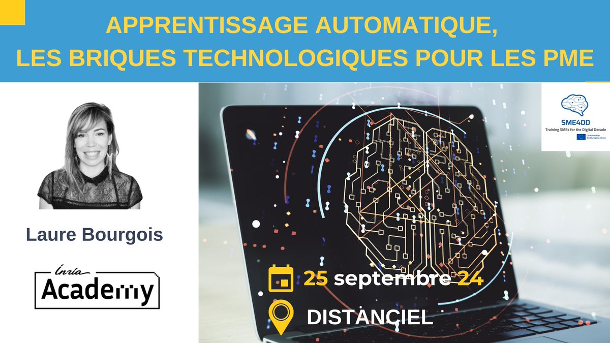 Inria Academy (@inria_academy) on Twitter photo 📢 #MASTERCLASS #MachineLearning special #PME avec <a href="/LaureBourgois/">Bourgois Laure</a> le 25 septembre
💎Programme inria-academy.fr/masterclasse-a…
💎Découvrez comment exploiter vos données en seulement 2 heures. #IA #SME4DD 📢 #MASTERCLASS #MachineLearning special #PME avec <a href="/LaureBourgois/">Bourgois Laure</a> le 25 septembre
💎Programme inria-academy.fr/masterclasse-a…
💎Découvrez comment exploiter vos données en seulement 2 heures. #IA #SME4DD