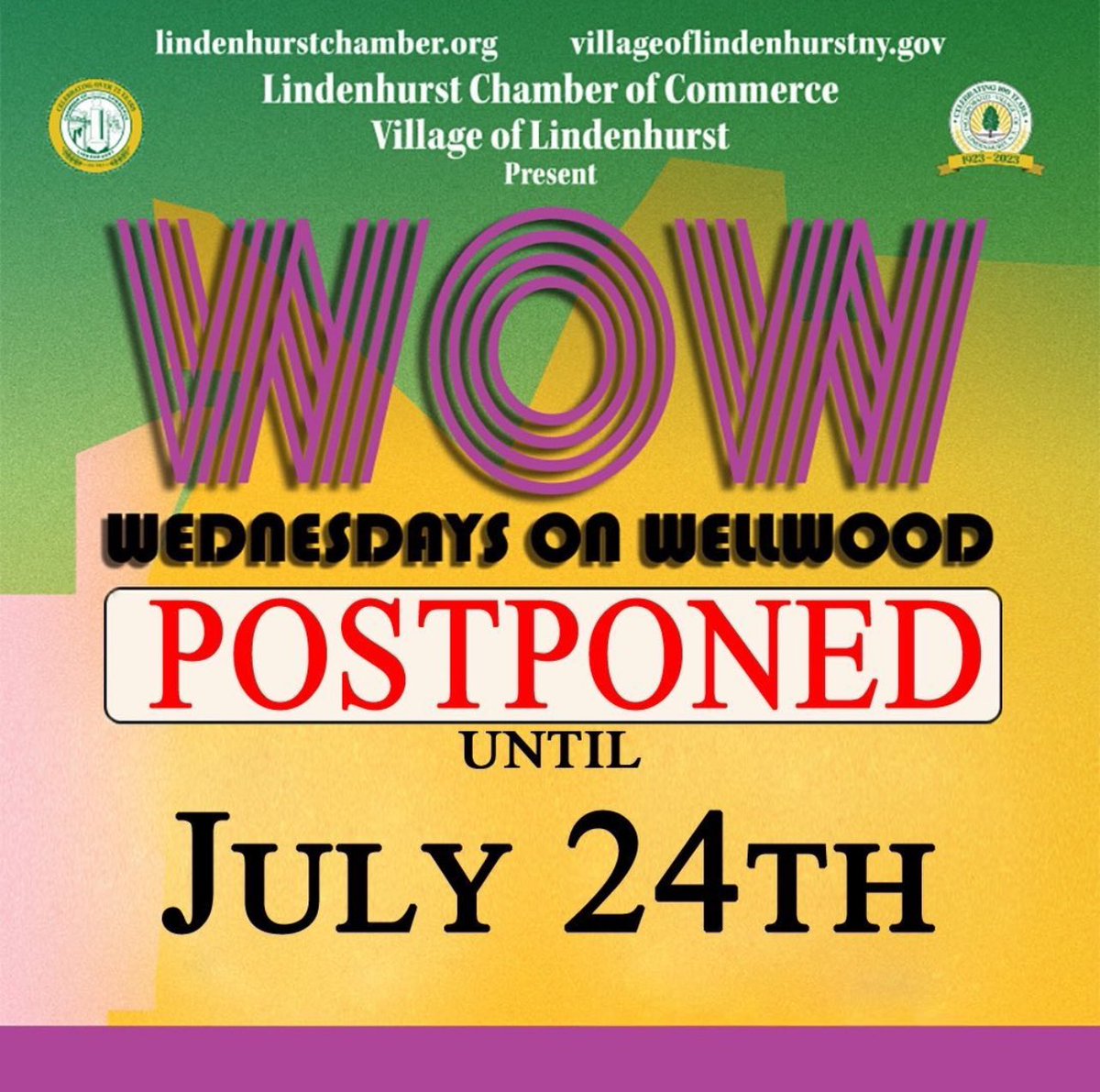WOW has been postponed to July 24 due to the forecasted inclement weather. See everyone next week!