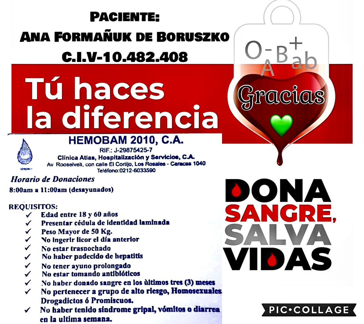 QPEV_'s tweet photo. #ServicioPúblico #17Julio Se solicita con carácter de urgencia donantes de sangre para Ana Formañuk, los donantes puedes dirigirse a la Clínica Atías con las siguientes recomendaciones: Vía: @jcarolinaisava https://t.co/cCie1F57PD