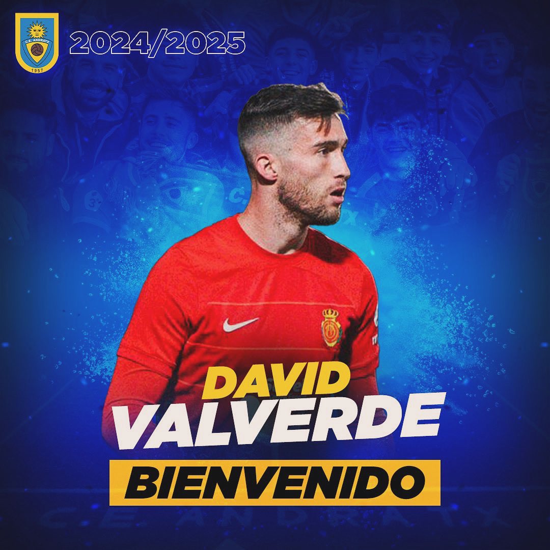 ce_andratx's tweet photo. 🔵🟡🚨FICHAJE:

DAVID VALVERDE

Un jugador que ha pasado por el Mallorca B, el Platges de Calvià y el Alcúdia. Llega con ganas de darlo todo en el campo y ayudarnos a alcanzar nuevas metas. 💪🏼⚽️

¡Bienvenido a Sa Plana, David!

#TornamASomiar https://t.co/LDZMr7YlrC
