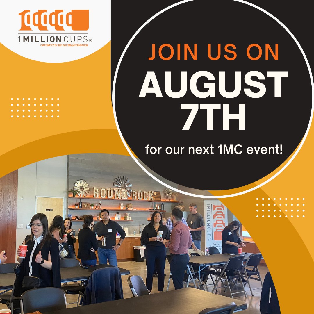 Mark your calendars for August 7th and join us for 1 Million Cups Round Rock! Enjoy a morning of innovation, collaboration, and support for local startups. ☕️

RSVP now for free and secure your spot at this must-attend event! eventbrite.com/e/917338152107…