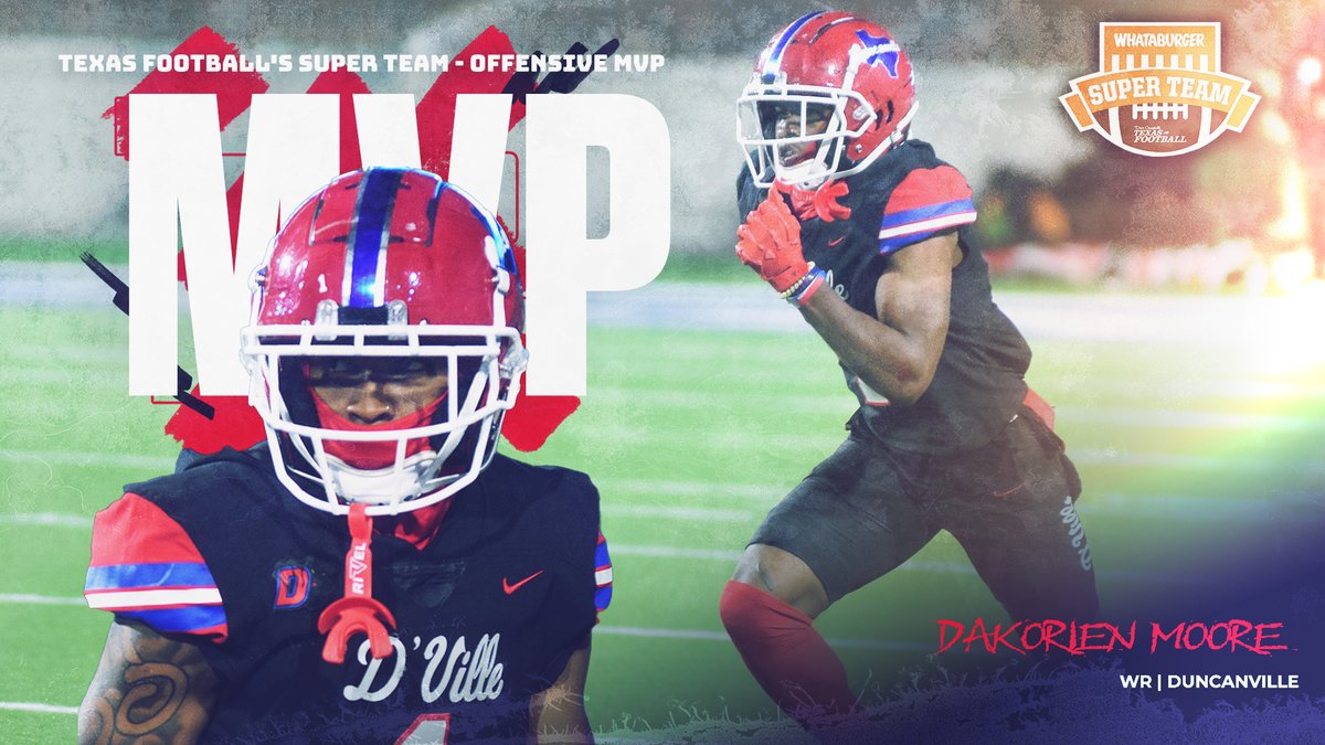 GPowersScout's tweet photo. Duncanville WR Dakorien Moore (@thereal_kori2x) has been named the OFFENSIVE MVP of the 2024 Preseason ᗪᑕTᖴ ᔕᑌᑭEᖇ TEᗩᗰ!

Moore is committed to Oregon. #GoDucks

@Duncanville_Fb | @dctf | #TXHSFB

Super Team (Offense): https://t.co/6bfX8yxKVy https://t.co/0vJNVFwzx6