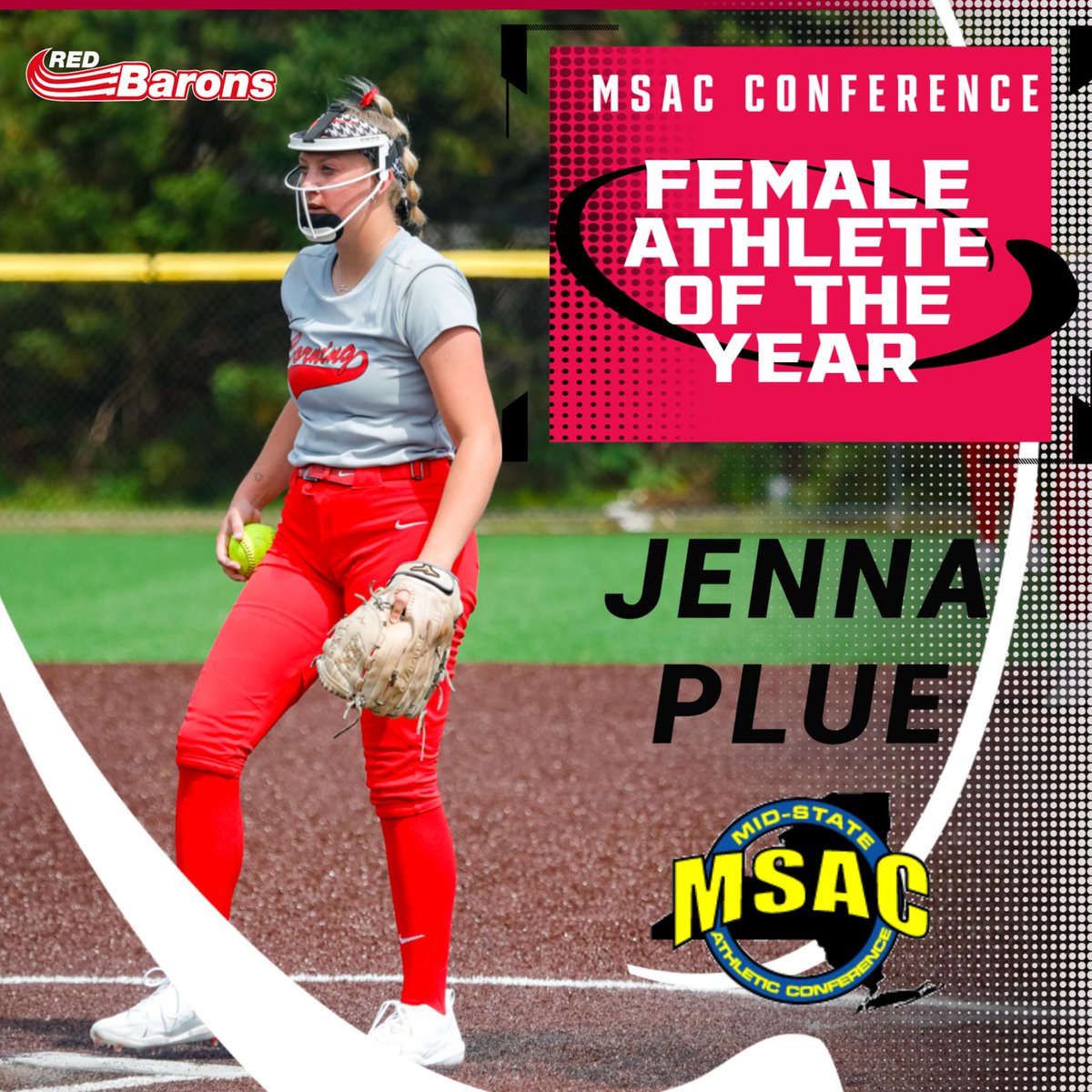 Congrats to Red Barons softball player Jenna Plue for being named the 2023-24 MSAC Conference Female Athlete of the Year.  Yeah JP!!!! 💪❤🐻🥎