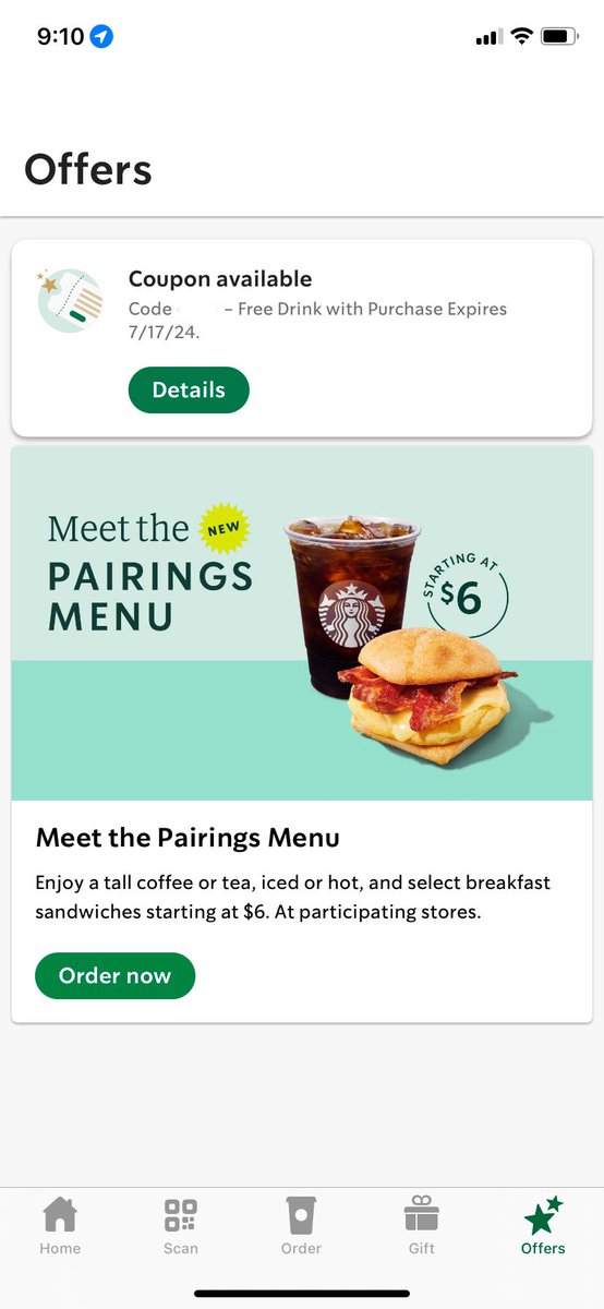 sweetster84's tweet photo. Thanks @Starbucks…

I got an email offer for a free drink to bring me back.

Ordered my drink and presented my coupon in the app. Only for the barista to say we don’t accept those coupons from the app. 🙃🙁😭

My “free” coffee cost me $7.00, my time, and disappointment. https://t.co/0qbNPAoPLp