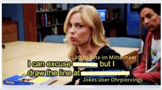 Der <a href="/elhotzo/">E L   H O T Z O</a> -Joke ist mit unseren Werten unvereinbar, wir sind hier in der EU, da macht man keine Witze über Mordversuche, man mordet effektiv und nennt es "geordnete Migrationspolitik".