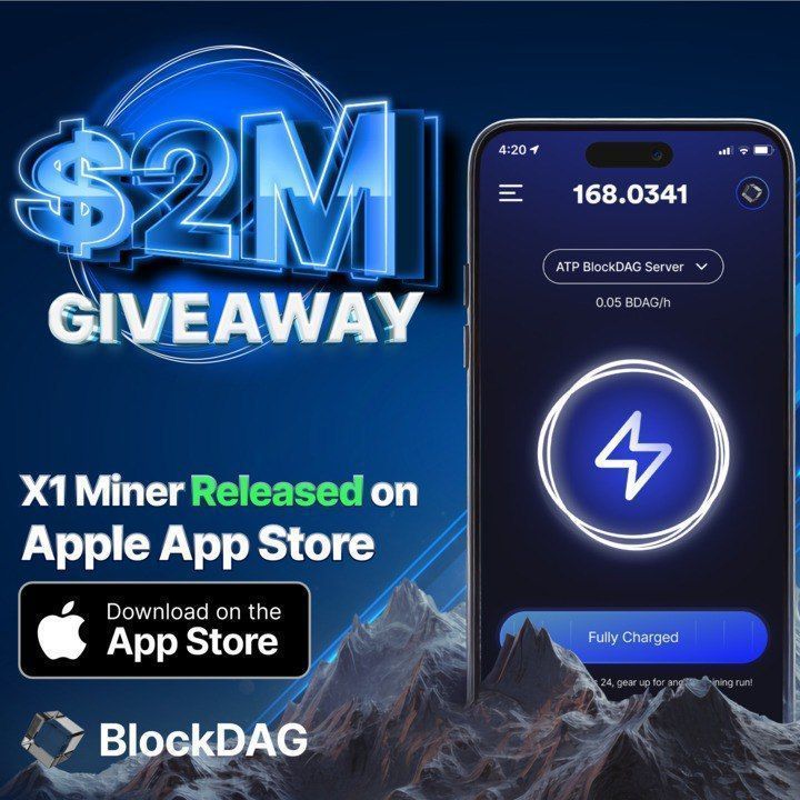 6az___'s tweet photo. 🚨🚀 Huge news! The official BlockDAG Network X1 Miner App has LAUNCHED on the Apple App Store! 📲✨ Start mining BDAG coins right from your smartphone and join the Smart-Mining revolution - READY, SET, MINE! 💎📈

🔥BlockDAG is STILL hosting a MASSIVE $2 MILLION giveaway! 🎉💰  Enter now for your chance to WIN big! 💸✨

How to Enter:
1. Share our Keynote + RT
2. Follow & like our page 

🎁 Giveaway: https://t.co/VDhHWlE97J
📲X1 Miner App Download: https://t.co/j7bE9slCv8…

Don’t miss out on this incredible opportunity! ⏳⛏️  Download the app, start mining, and get your share of the $2M! 🏃‍♂️🏃‍♀️💨

#BlockDAG #Crypto #DeFi #SmartMining #CryptoGiveaway #BlockchainRevolution #Mining #CryptoFOMO #TechLaunch 🚀

🌐 Presale: https://t.co/3NKyZQPThT
🌐 Website: https://t.co/SXIRqRg1UX
🌐 Telegram: https://t.co/aWtuxdidEd