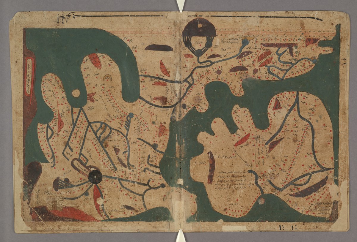 bodleianlibs's tweet photo. It is a modern myth that people in the Middle Ages thought the Earth was flat. 'The Book of Curiosities', from 11th century Egypt (MS. Arab. c. 90), gives an account on the correction on the circumference of the Earth, and talks about the then known inhabited lands.

#flatEarth https://t.co/gFObHR1PDu