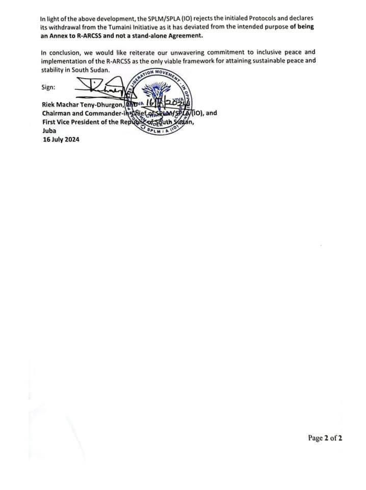 Uncertainty hits Tumaini initiative peace talks in Kenya as SPLM-IO, one of the main party to unity government negoting with holdout leaders withdraws from it. With R-ACRSS term coming to an end and parties not ready for election, what is the future looking like?