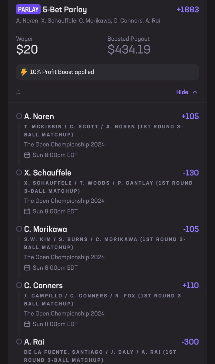 MrBradThomas's tweet photo. ⛳️The Open Championship R1 3-Ball Parlay ⛳️

If this wins, I will give away $200 to someone who:

- Follows @mrbradthomas
- RT post
- Comment your favorite bet of the tournament

All of my bets:  https://t.co/ws5Lad4qGR https://t.co/3zssCd15D5