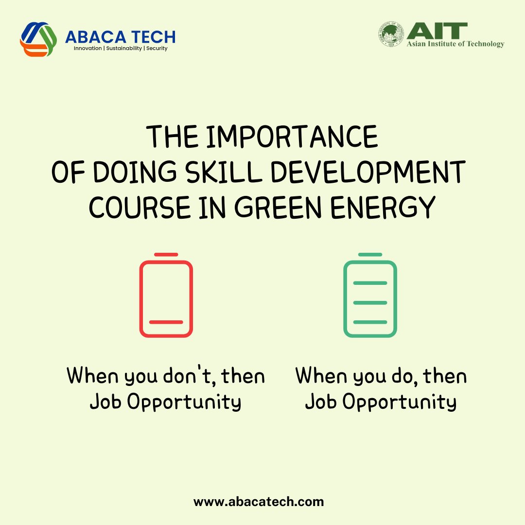 TechAbaca's tweet photo. Boost your career in green energy with AIT's Skill Development Course at Abaca Tech🌱
Limited Seats 🎟️
📅Last date: 15/08/2024
Form link: https://t.co/TRLU7fuQLY
Visit: https://t.co/a0suPw34oS
#HydrogenCourse #GreenEnergy #SolarCourse #Certification https://t.co/KAEDali9Wp