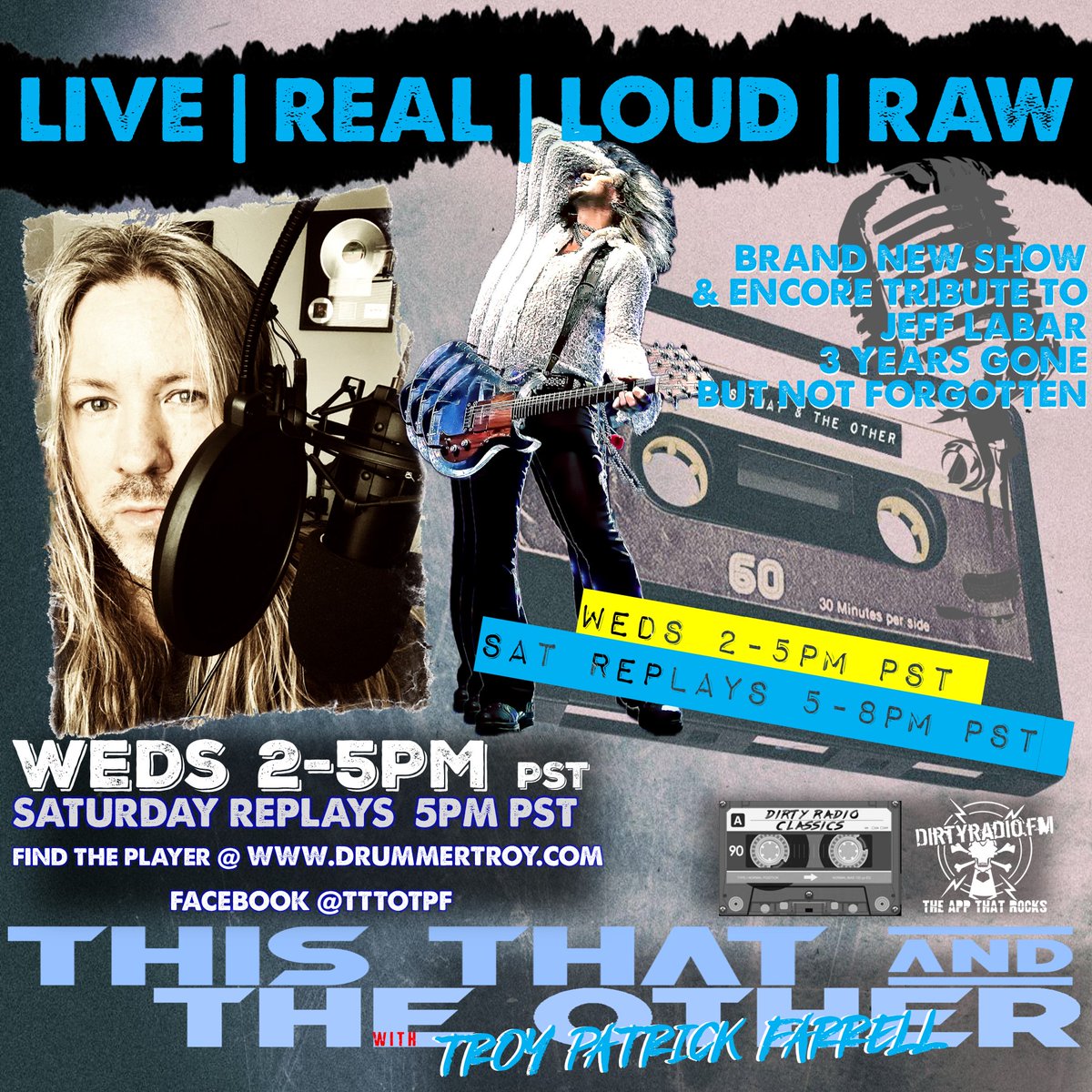 drummertpf's tweet photo. Headed out for Gigs w/ @gilbyclarke 7.18 @TheWhiskyAGoGo  7.19 @Fultonfivefive  - BUT! BC I Care! Brand New #TTTO on the slate today 2-5pm PDT w- Bonus Interview to honor @jeff_labar who we lost just 3 yrs ago this week. #TuneInTURNUP https://t.co/HoS5QVEJBB https://t.co/zi7OGDXXGp
