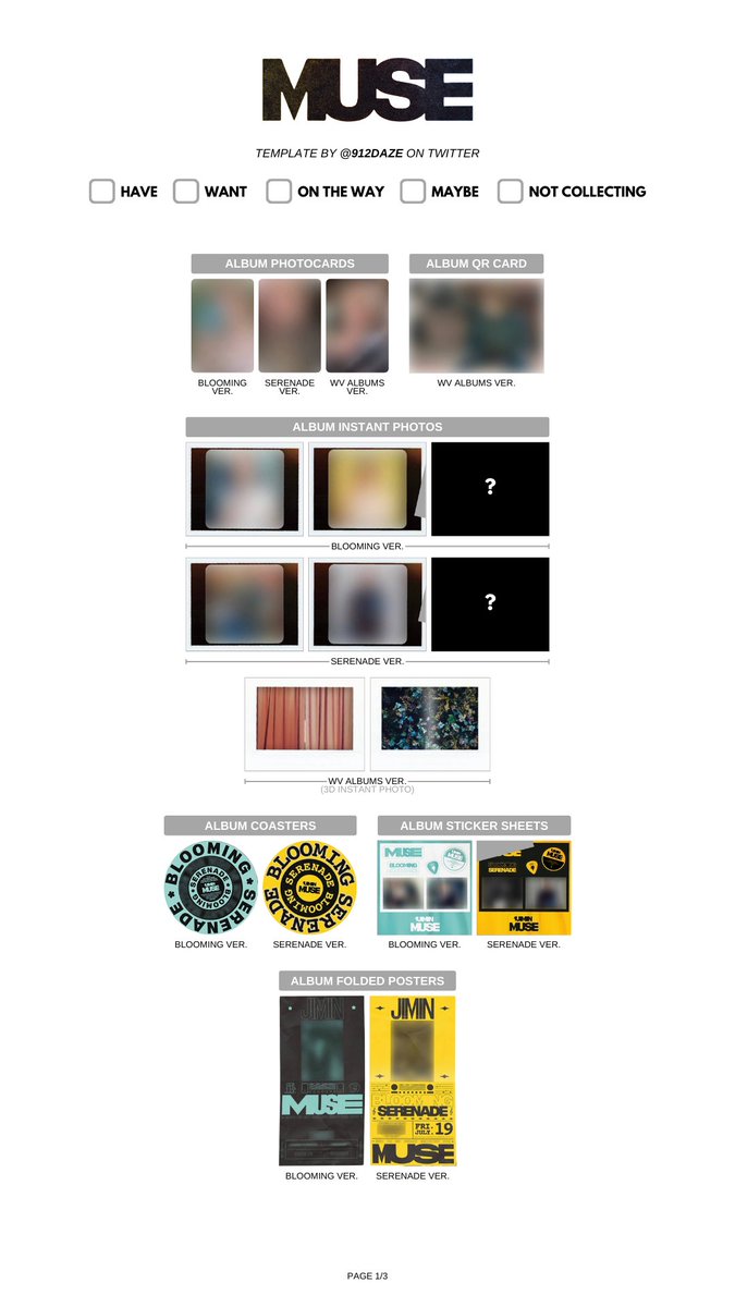 BTS JIMIN MUSE PC PHOTOCARD WISHLIST TEMPLATE ✨ ⭐️ MUSE