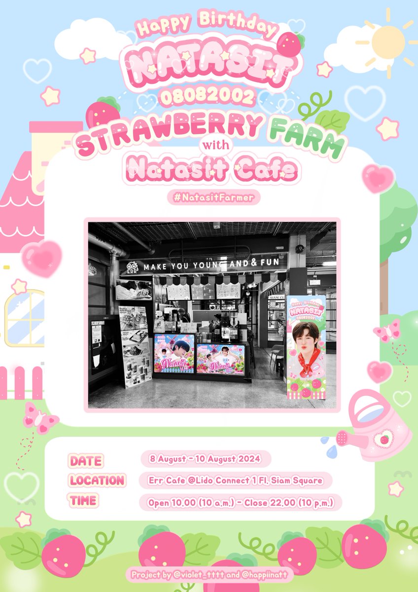 Violet_tttt's tweet photo. ୧ ‧₊˚ 🎂 #Nat22ndBDProject 🐮~. •☁️
                     @natasittttt 

🪧 𝐒𝐭𝐫𝐚𝐰𝐛𝐞𝐫𝐫𝐲 𝐅𝐚𝐫𝐦 𝐖𝐢𝐭𝐡 𝐍𝐚𝐭𝐚𝐬𝐢𝐭 𝐂𝐚𝐟𝐞 #NatasitFarmer 🍓🚜💨

🧺 Date : 8 - 10 August 2024 
🧑🏻‍🌾 Location : Err Cafe @Lido Connect 1Fl. Siam Square 

#natasitt #ขวดนมของเบบี้ณฐ https://t.co/kKV3TGfJtk